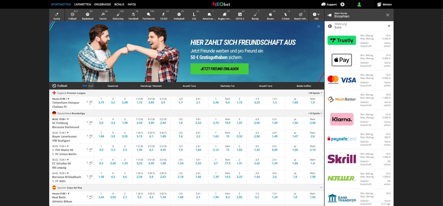 NEO.bet Einzahlen