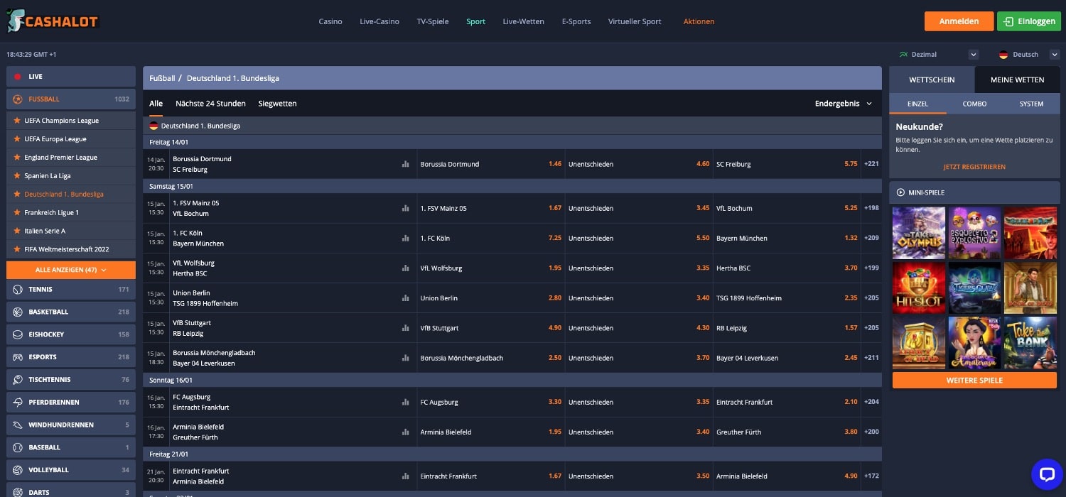 Cashalot Bundesliga Wetten